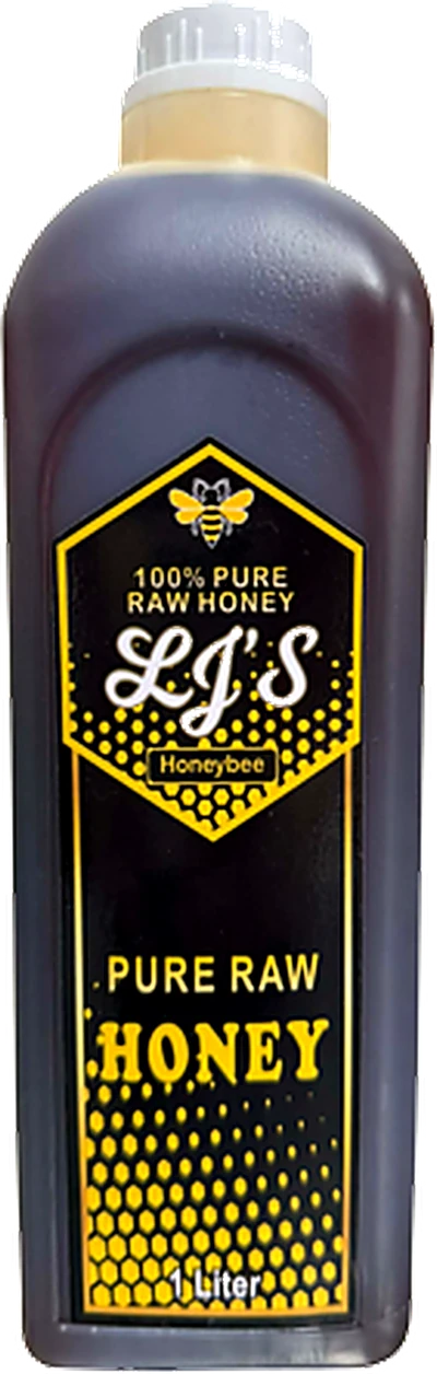 LJ's 1 litre bottle of 100% pure raw honey