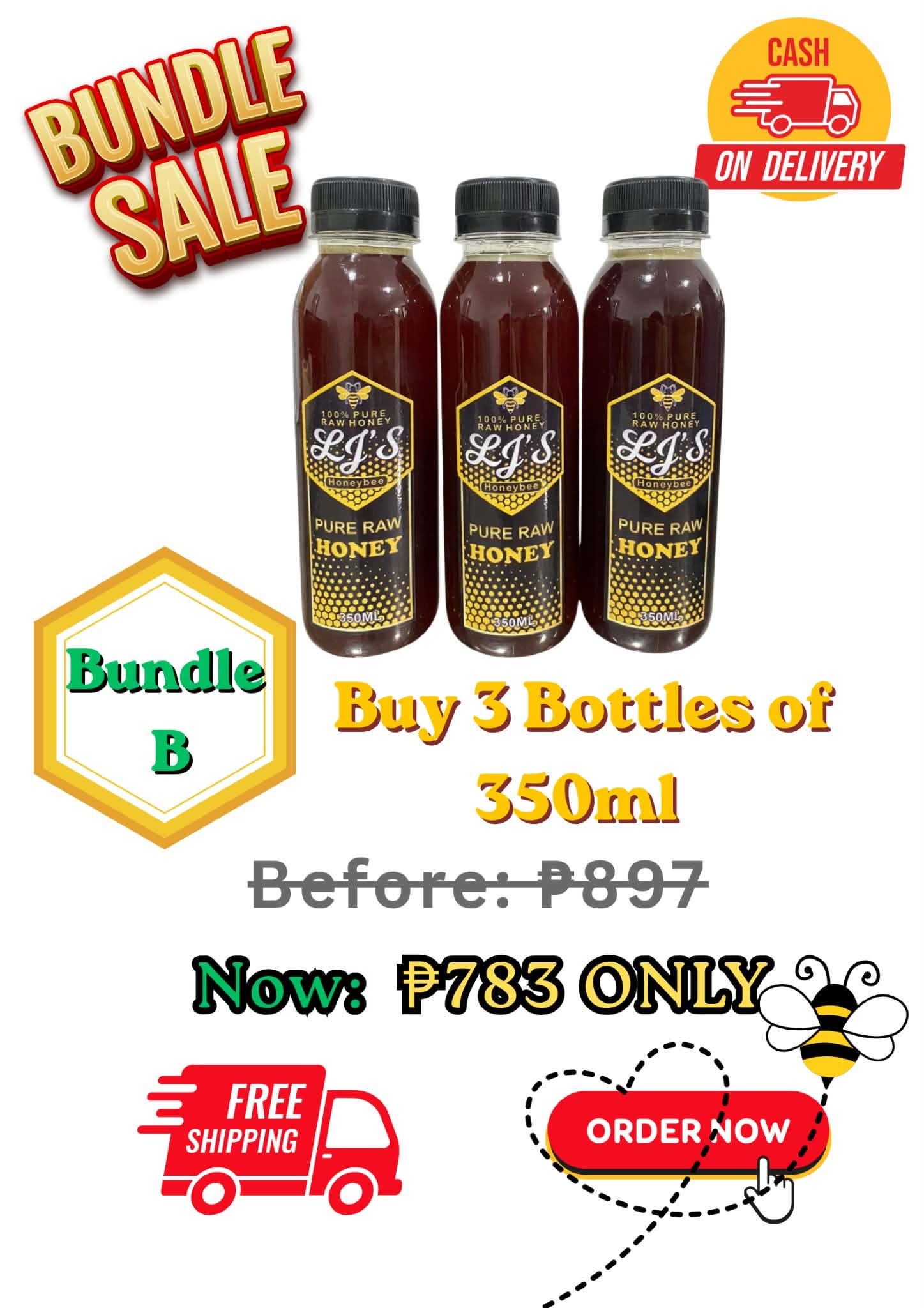 Bee Merry and Bright gift set: 12 bottles of 250ml LJ's pure raw honey arranged as a tree, 1,599 pesos